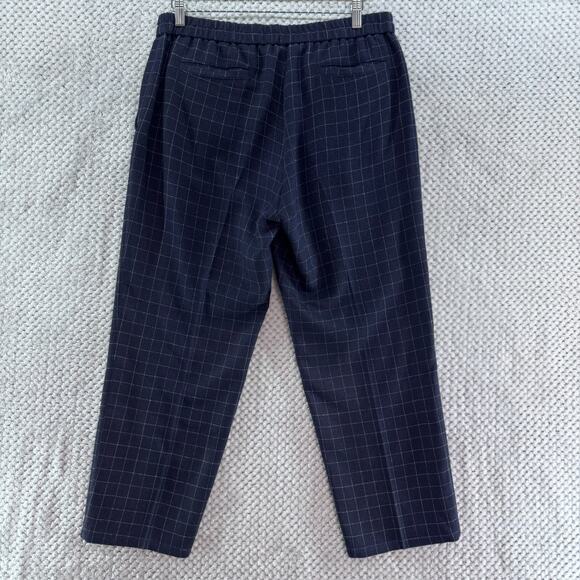 Eileen Fisher Pants Womens M Blue Checked Tussah Silk Straight Tapered Pocket - Picture 7 of 14